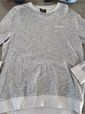 Rip Curl Men's Light Gray & Navy Fine-Striped Crewneck Sweater